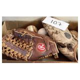 Baseballs and mitts