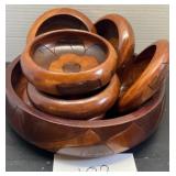 Wooden serving bowl with small bowls