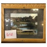Beautiful lake dock framed wall art; 16.5x14