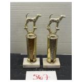 (2) vtg dog trophies