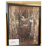 Framed deer wall art; 21x17