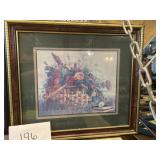 Floral basket wall art; 17.5x15.5