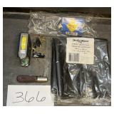 Mixed lot black table cover, safety goggles & more