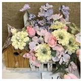 Birdhouse and faux garden decor