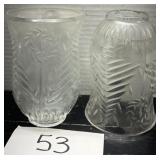 (2) Crystal Hurricane Lamp Shade Globe Cut Glass