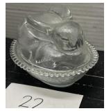 Clear glass nesting bunny