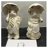 Set of 2 K's Collection Porcelain Easter Bunny