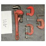 Red wrench set w-clamps