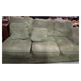 Green Microfiber Couch w/ throw pillows