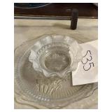 Decorative glass plate and bowl