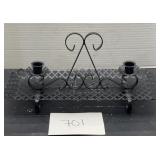 Vintage Black Metal Candelabra Mid Century
