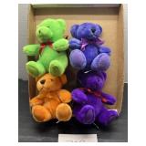 Lot of 4 stuffed colored bears
