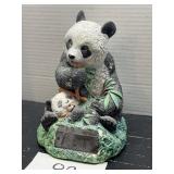 Panda eating bamboo w/ baby garden decor