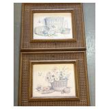 (2) botanical butterfly wall art; 15x13