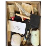 Mixed lot paint brushes, scissors & more