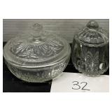 (2) vintage clear glass lead candy dishes