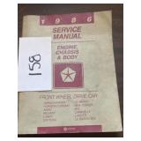 1986 service manual; engine; chassis & body