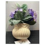 Vintage wall pocket vase w/ faux flowers
