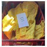 Red soda crate w/ rain jacket