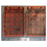 (2) red soda crates 13x18x5