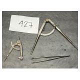 (2) metal drafting tools & more