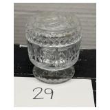 Avon Footed Glass Covered Jar Dish Embossed