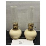 (2) Vintage Miniature LampLight Farms Ivory G