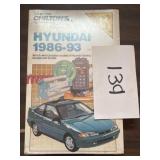 Sealed chiltons Repair Manual Hyundai 86-93