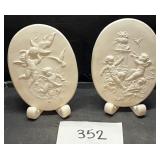 Ceramic Paintable Cherub Plate Decor w/ Stand