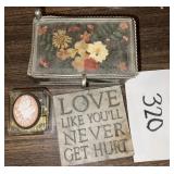 Mixed Vintage Decor Lot; Trinket Case & More