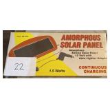 Amorphous solar panel; 12v w/ auto lighter adapter