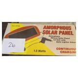 Amorphous solar panel; 12v w/ auto lighter adapter