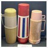 Lot of 3 vintage thermos bottles