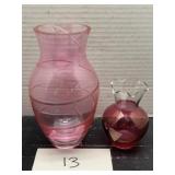 (2) Vintage Pink Decorative Vases; One Chipped