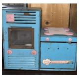 Vintage  60's Metal Blue Pink Toy  Oven Argo