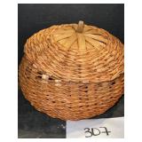 Wicker Pumpkin Basket w/ Lid