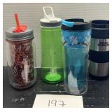 (4) Reusable Water Bottles / Coffee Cups