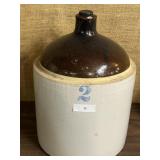 Vintage 2 Gallon Stoneware Crock Jug; 13'