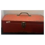 Vintage Red Metal Tool Box