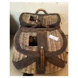 (2) Vintage Wicker Leatherfly Fishing Creel Basket