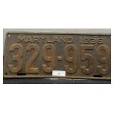 Vintage Maryland License Plate; 1936