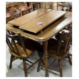 Wooden Table w/ Leaf & 6 Chairs