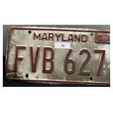 Vintage Maryland License Plate; 1980
