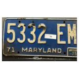 Vintage Maryland License Plate; 1975