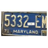 Vintage Maryland License Plate; 1975