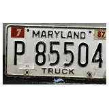 Vintage Maryland License Plate; 1987