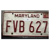 Vintage Maryland License Plate; 1980