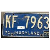 Vintage Maryland License Plate; 1975