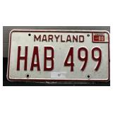 Vintage Maryland License Plate; 1980