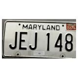 Vintage Maryland License Plate; 1986